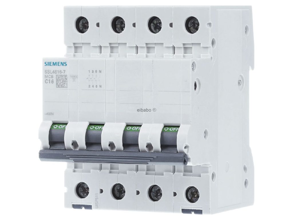 کلید مینیاتوری 16 آمپر سه پل+نول 10 کیلو آمپر زیمنس تیپ C کد 5SL4616-7