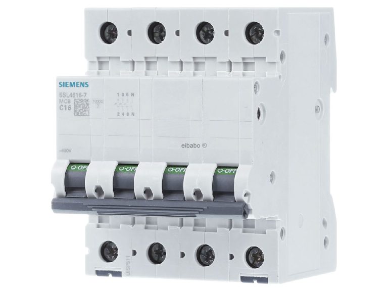 کلید مینیاتوری 16 آمپر سه پل+نول 10 کیلو آمپر زیمنس تیپ C کد 5SL4616-7